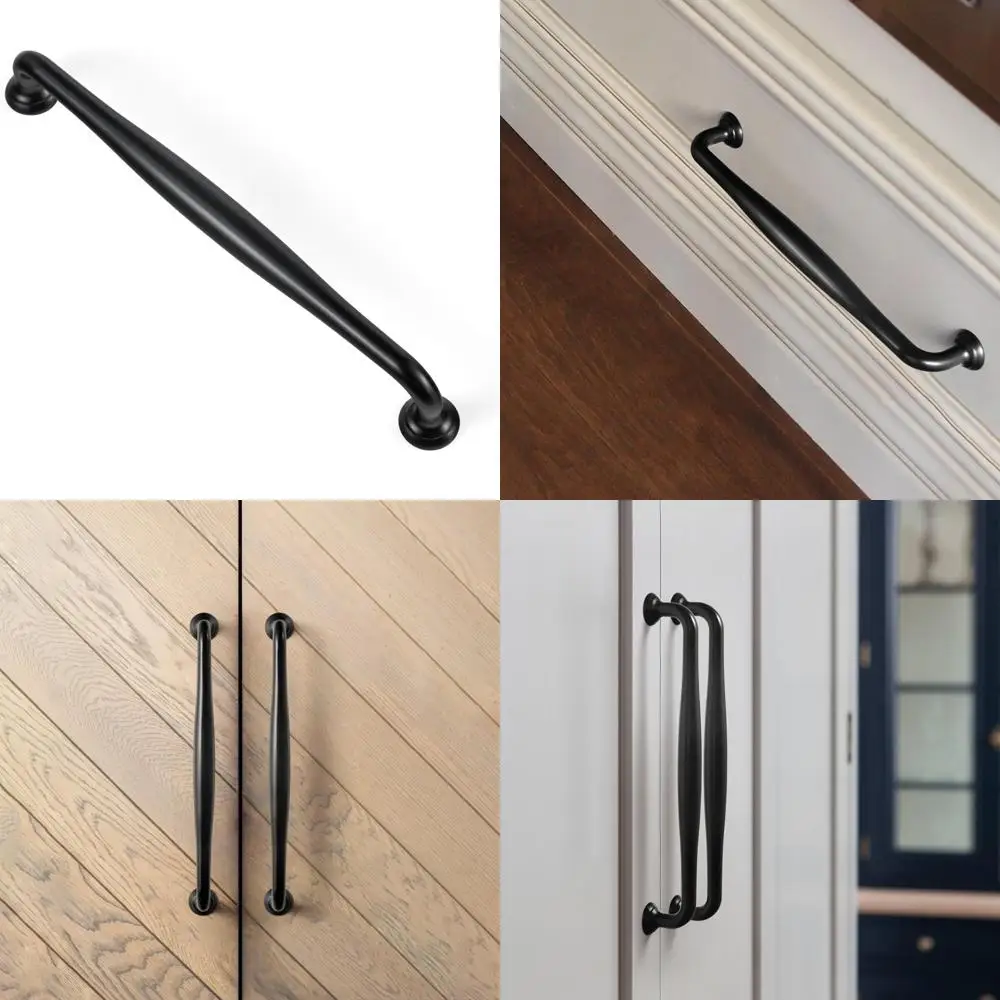 

Современные матовые черные ручки для шкафа, 7 шт., 9/16 C2C, гладкие конические ручки для классических и современных стилей мебели
