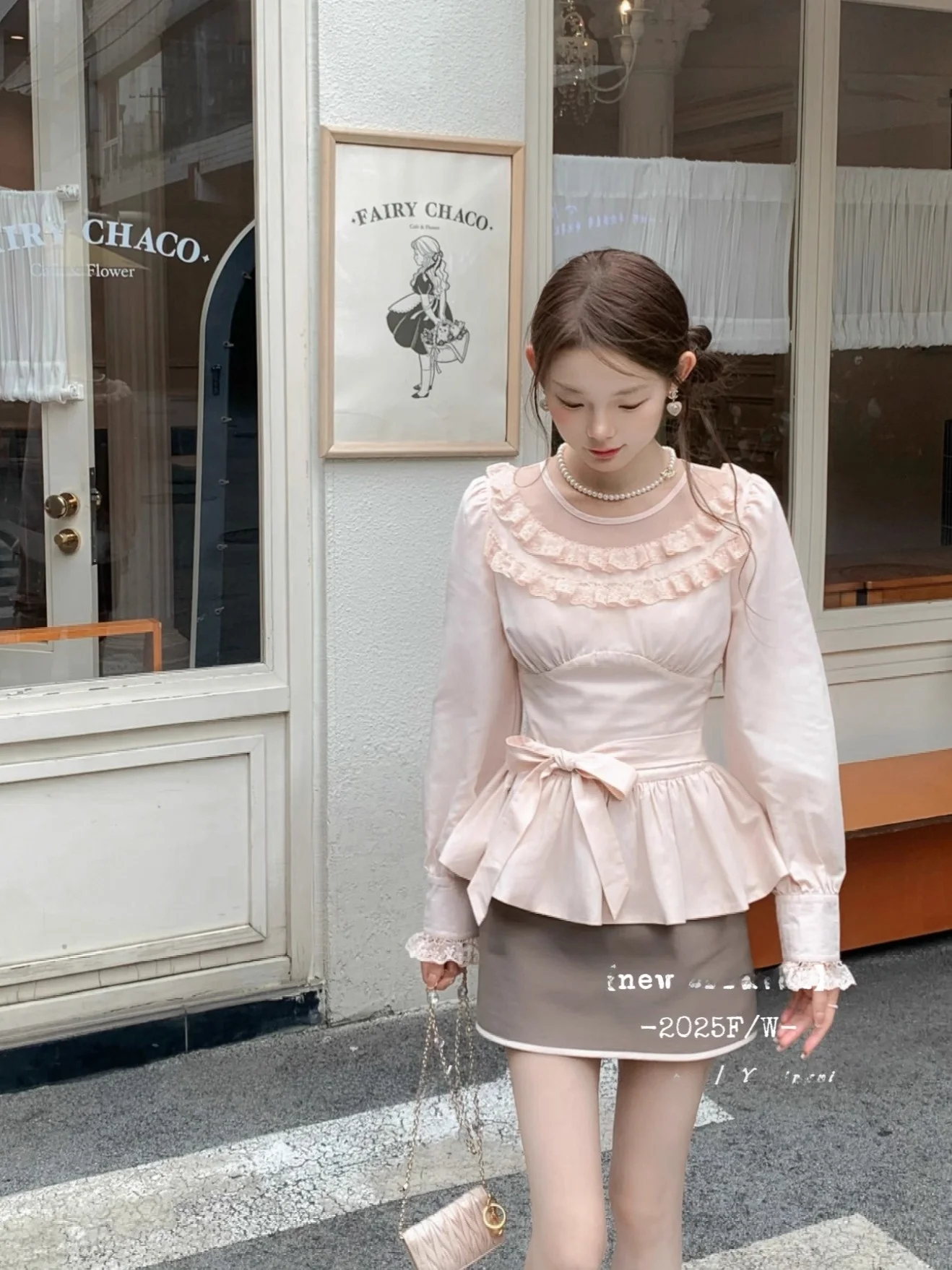 

NGXI Антикварная японская юбка Nana Sweet с длинными рукавами, поясом на талии и цветовыми блоками, осенне-зимняя женская модель