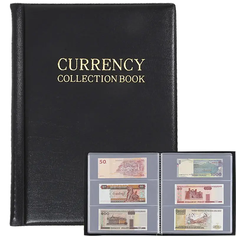 1PC With10 Sheets Paper Money Album Collection Banknote Holder Book with Clear Pages Currency Bill Note Binder