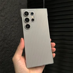 Ultra Thin Corrugated Frameless Phone Case For Samsung S24 S22 S23 Ultra Fashion Stripe Corners Reinforced Borderless Back Cover