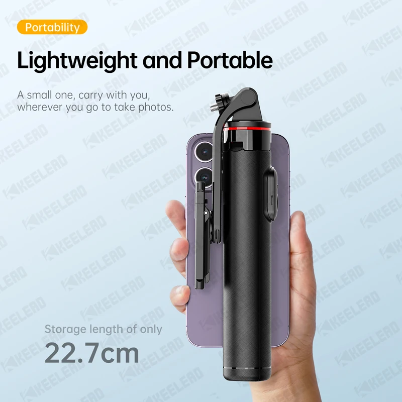 Treppiede per selfie stick con rotazione a 360° dall'aspetto, supporto portatile con telecomando wireless, per luci fotocamere digitali gopro, per smartphone