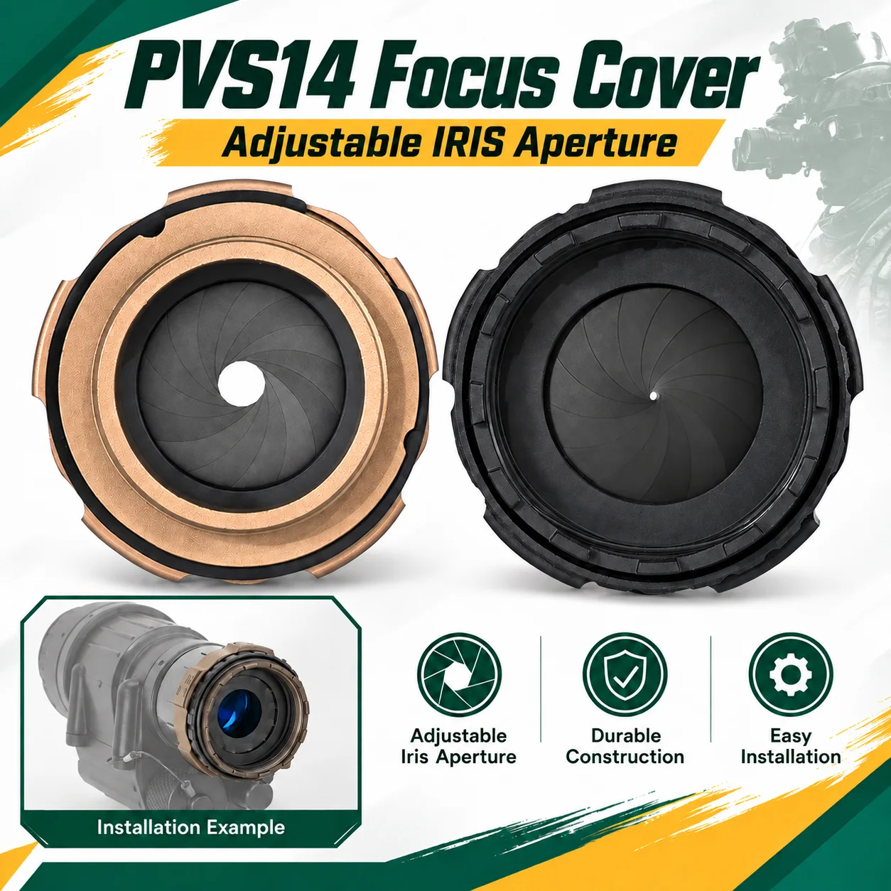 Specprecision NVG Focus Cover Adjustable IRIS Aperture NVG CAP Gen 2 NVGs / NODs For PVS14/PVS7/RPNVG/MOD3/BRAVO Only Cover
