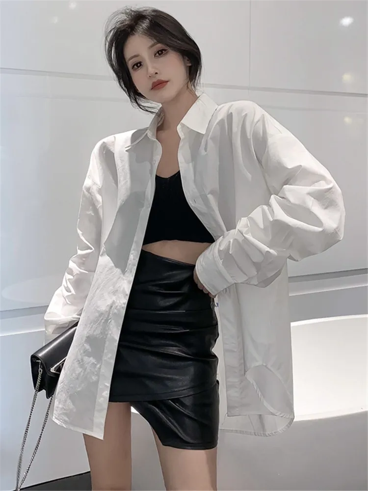 Ele White irt Jaet feminino primavera outono high-end sensação sli lindo top doce picante menina coreana sle solto...