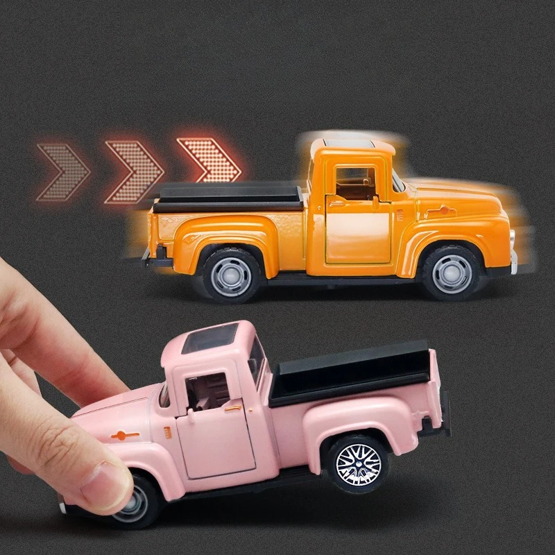 Bagged 1/36 Simulation Car Model Alloy Pickup Truck Metal Car Retro Children's Toys Gifts Cross-border