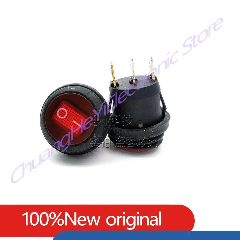 10Pcs/Lot KCD1-105 Round Boat Switch Waterproof and Dustproof Integrated 3-Pin 2-Speed Switch with Light 6A Warping Plate