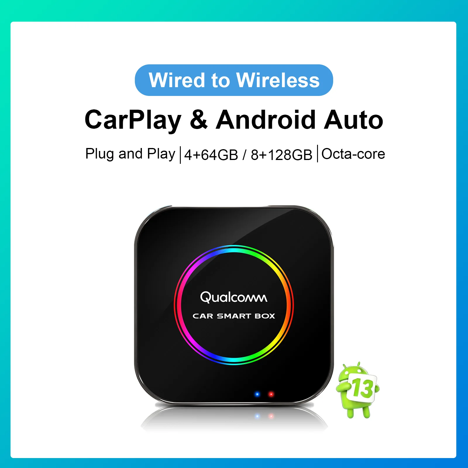 EzoneTronics CarPlay Android 13 smart Ai Box Octa-core 4+64G/8+128G with Android CarPlay Stream Video support Play Store YouTube
