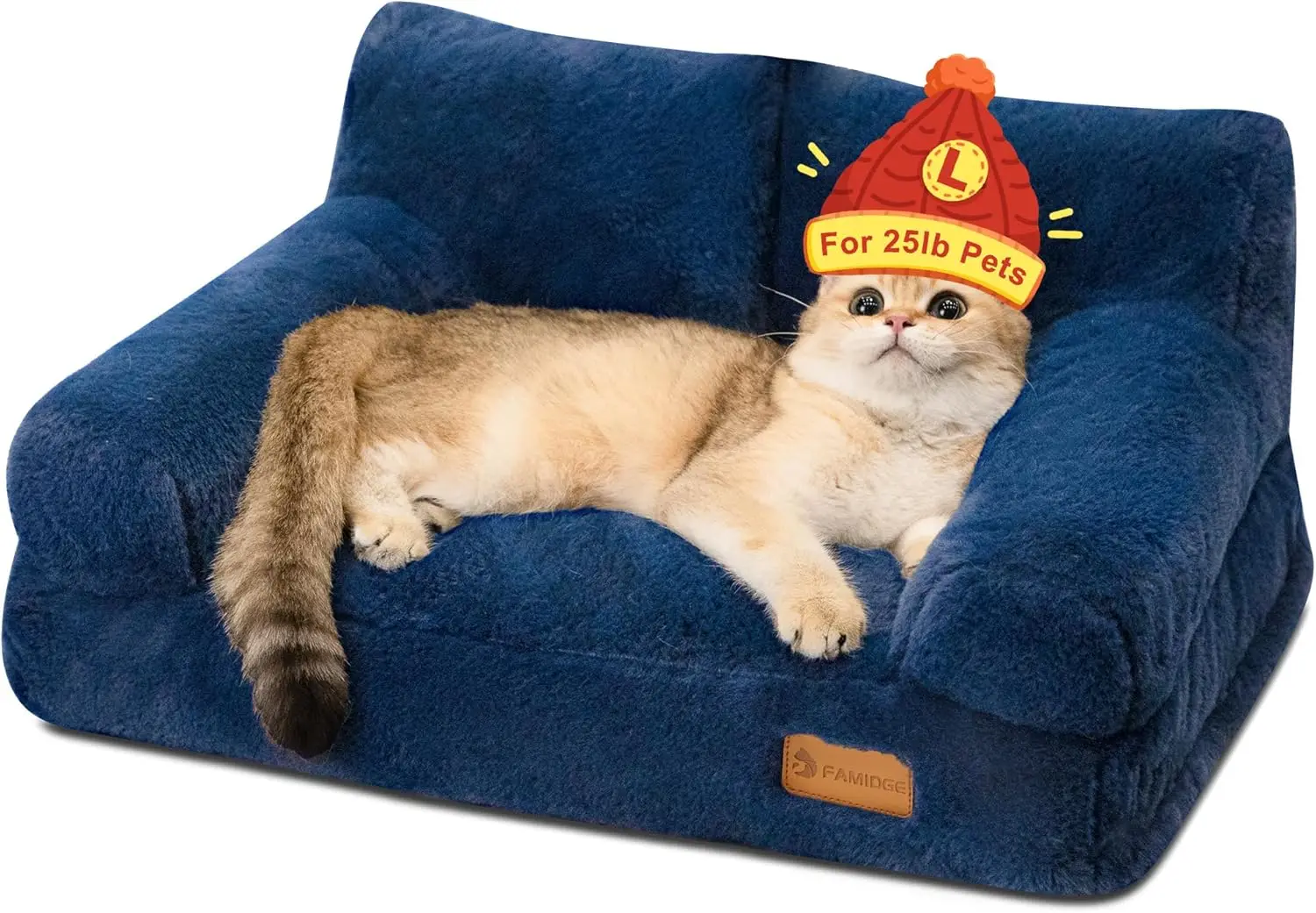 

Cat Couch, Fluffy Cat Bed For Indoor Cats, Calming Pet Sofa Bed Puppy Sleeping Bed, Cute Dog Couch For Medium Cats & Dogs Up To