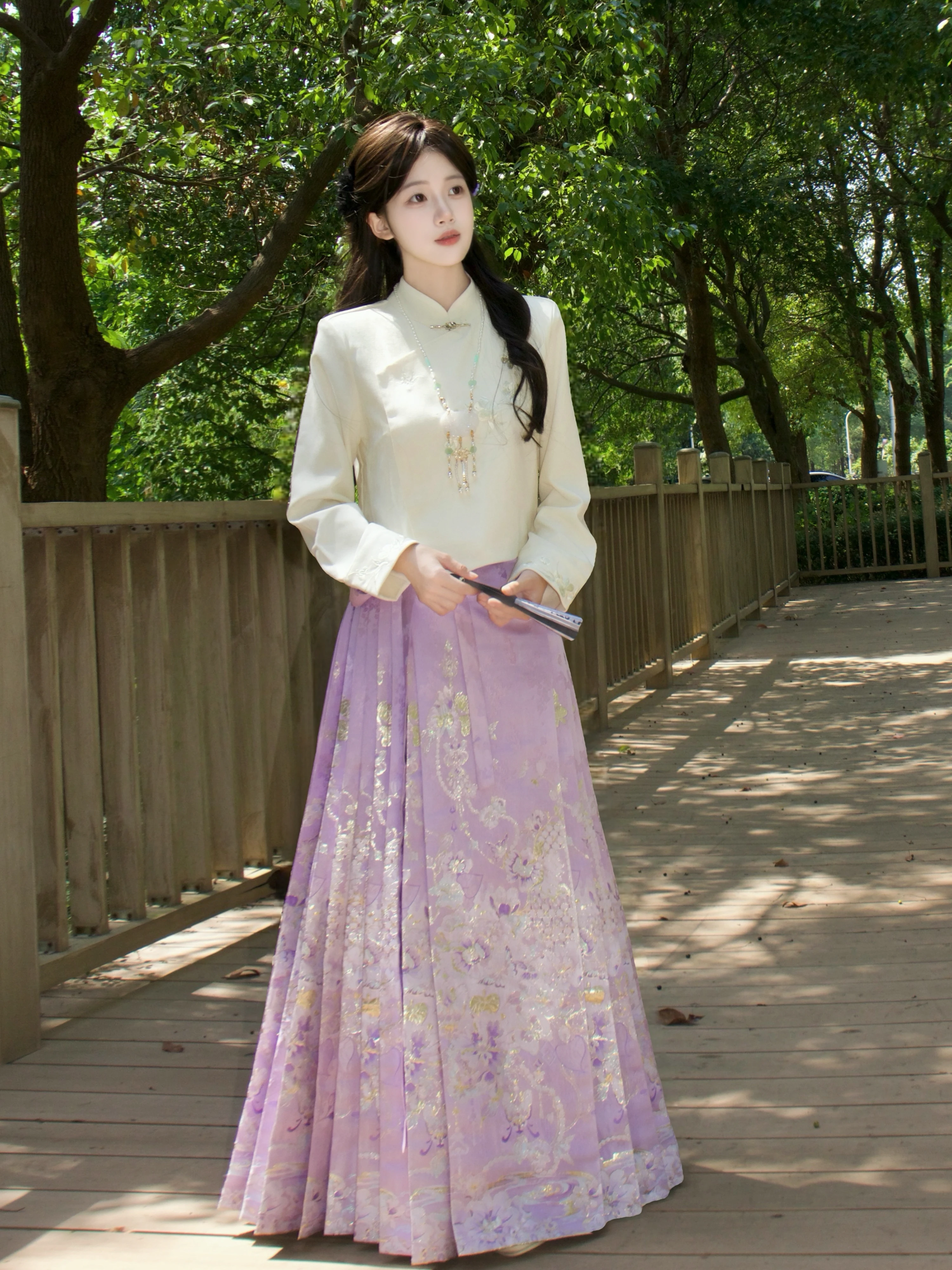 Original Hanfu Semi-skirt Ming Style Polka Dot Silk Brocade Double Axis Weaving Process Women's Traditional Chinese Clothing