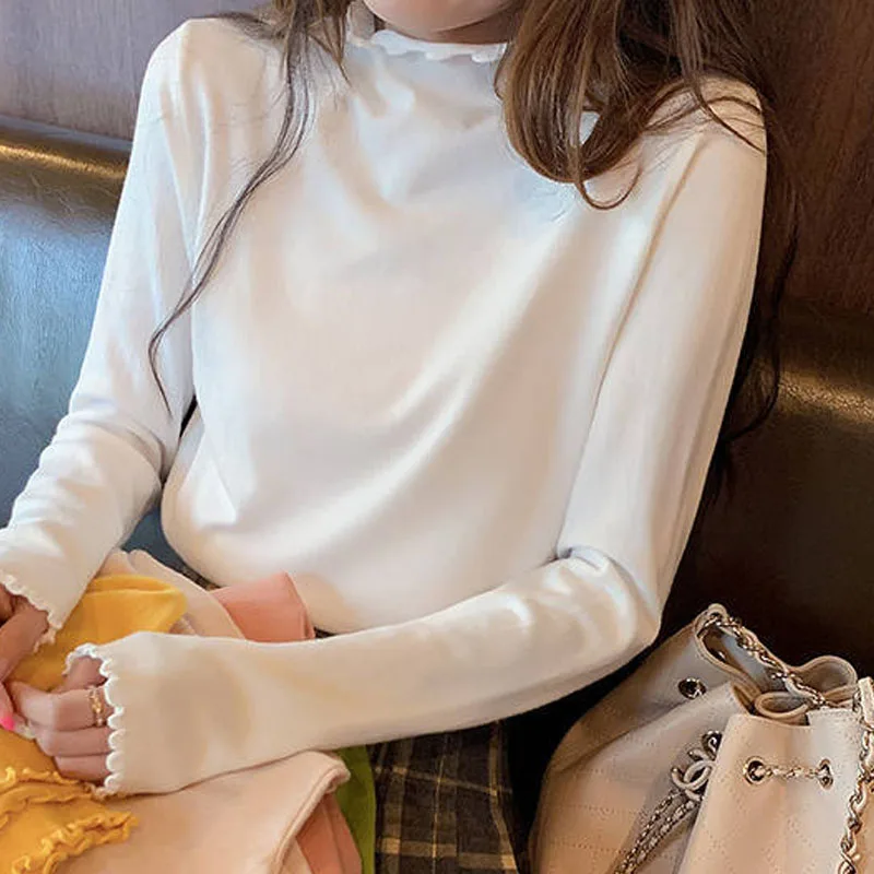 

Женский черный вязаный свитер с длинными рукавами, новый пуловер с воротником-стойкой, женские топы, трикотажные изделия Q3304