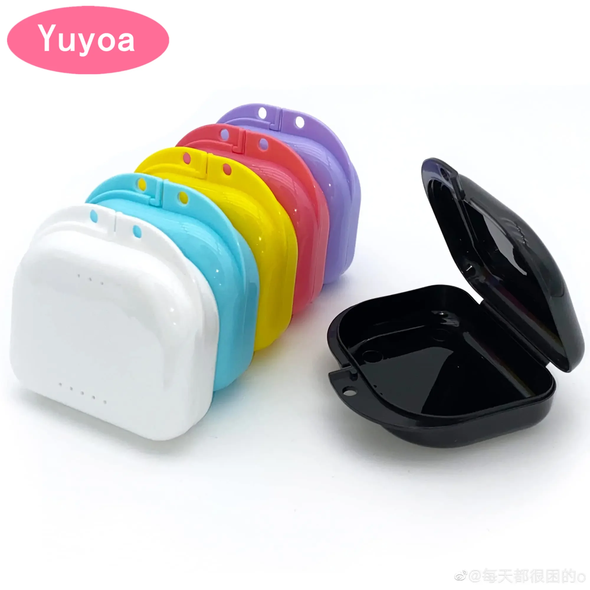 

50pcs Denture Retainer Case with Vent Holes Plastic Dental Box False Teeth Protective Case Orthodontic Mouth Guard Case