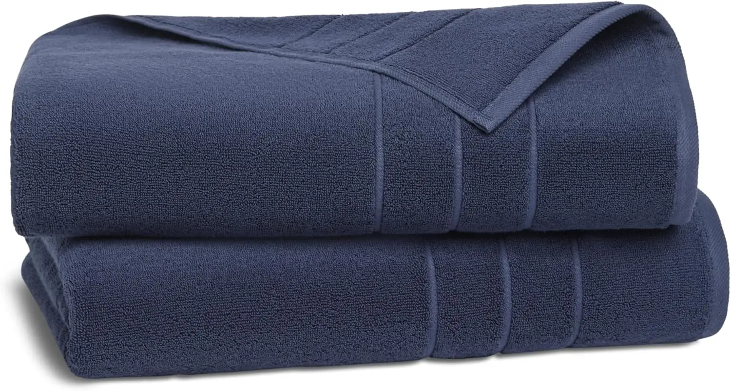 

Super-Plush Turkish Cotton Bath Sheets - Set of 2 Midnight Navy 100% Cotton | Best Luxury Spa Towels Two super-plush bath sheets