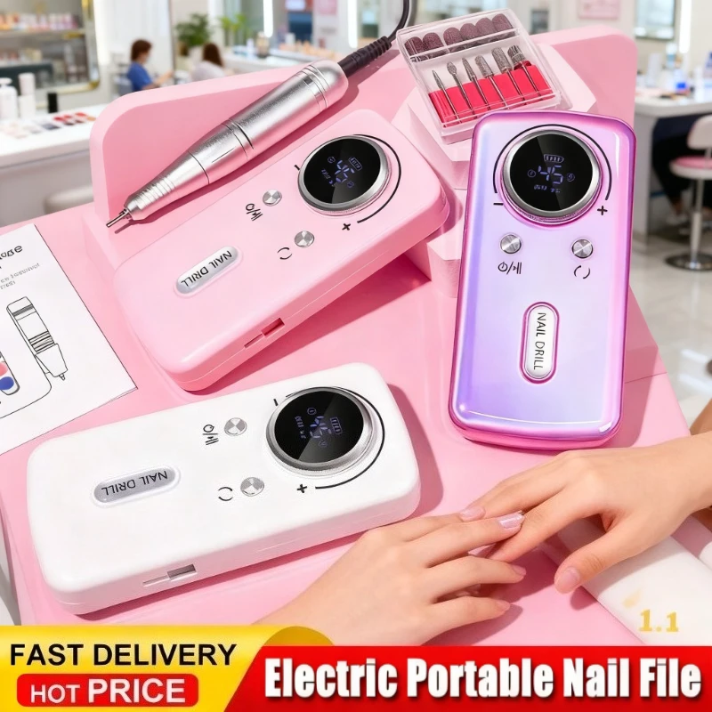 

45000RPM Nail Drill Machine Electric Portable Nail File Rechargeable Nail Sander for Gel Nails Polishing For Home Manicure Salon