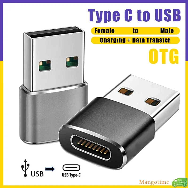【Fast Ship】Type C to USB Male OTG Adapter Mini Portable USB to Type C Female Converter High Speed Charging & Data Transfer