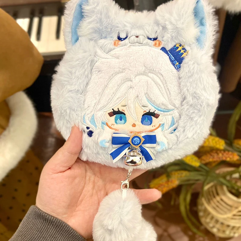 Spiel Genshin Impact Furina de Fontaine Plüschpuppe Geldbörse Tasche Anime Focalors Spielzeug Headset Aufbewahrungstasche Mini Geldbörsen Geschenke 15 cm