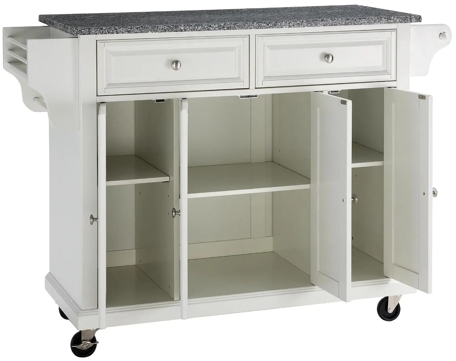 Full Size Granite Top Rolling Kitchen Island Storage Cart Microwave Stand Spice Rack White, Customized