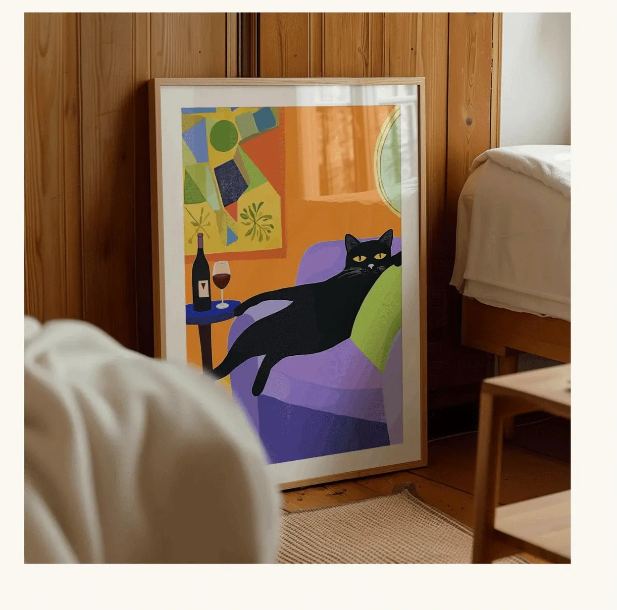 Retro Hitam Kucing Anggur Seni Dinding Bar Keranjang Dekorasi Koktail Seni Bar Anggur Dekorasi Vintage Abad Pertengahan Kucing Hitam Cetak Seni Dinding Eklektif F