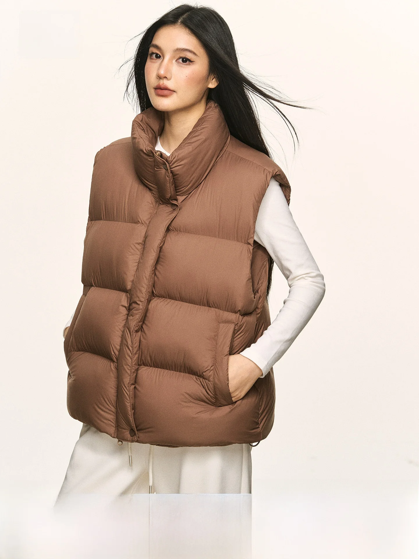 

Anna Aneae90 Women's Lightweight Loose Du down Vest Warmth Bread Sle Jaet Fall Commute Sle Straight Tube No Hat