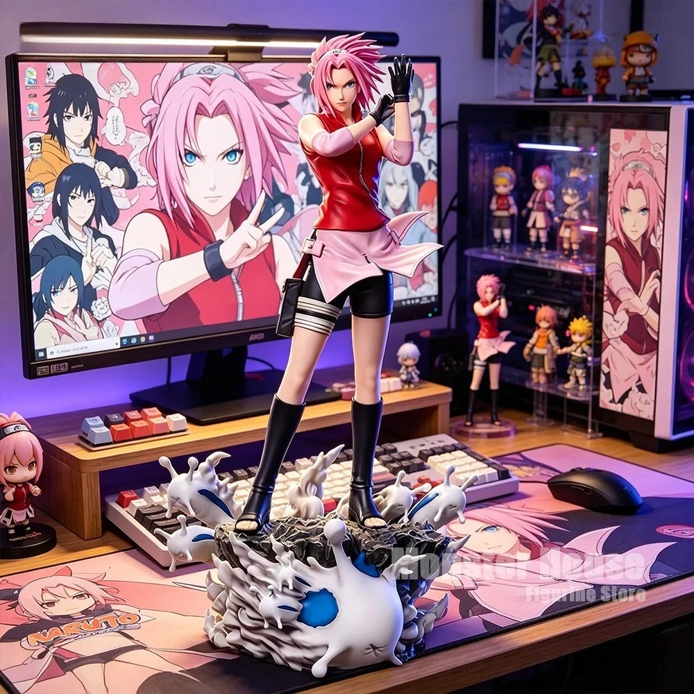 35cm/13,78 Zoll Anime-Figur Haruno Sakura Actionfiguren PVC-Statue Desktop-Ornament Sammlermodell Spielzeug Geschenke