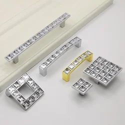 Crystal Glass Knobs Kitchen Handles Transparent Acrylic Handle Drawer Knob Furniture Pulls Cabinet Silver Crystal Cupboard Pulls
