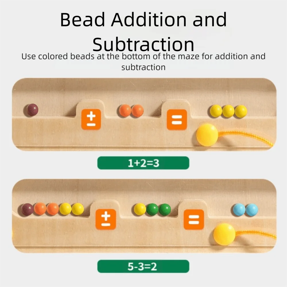 Brincadeira criativa 2 em 1, brinquedos de design para idades de 2 a 4 anos, material de madeira, contas magnéticas, quebra-cabeça magnético, labirinto de números de correspondência de cores, 2 a 6 anos