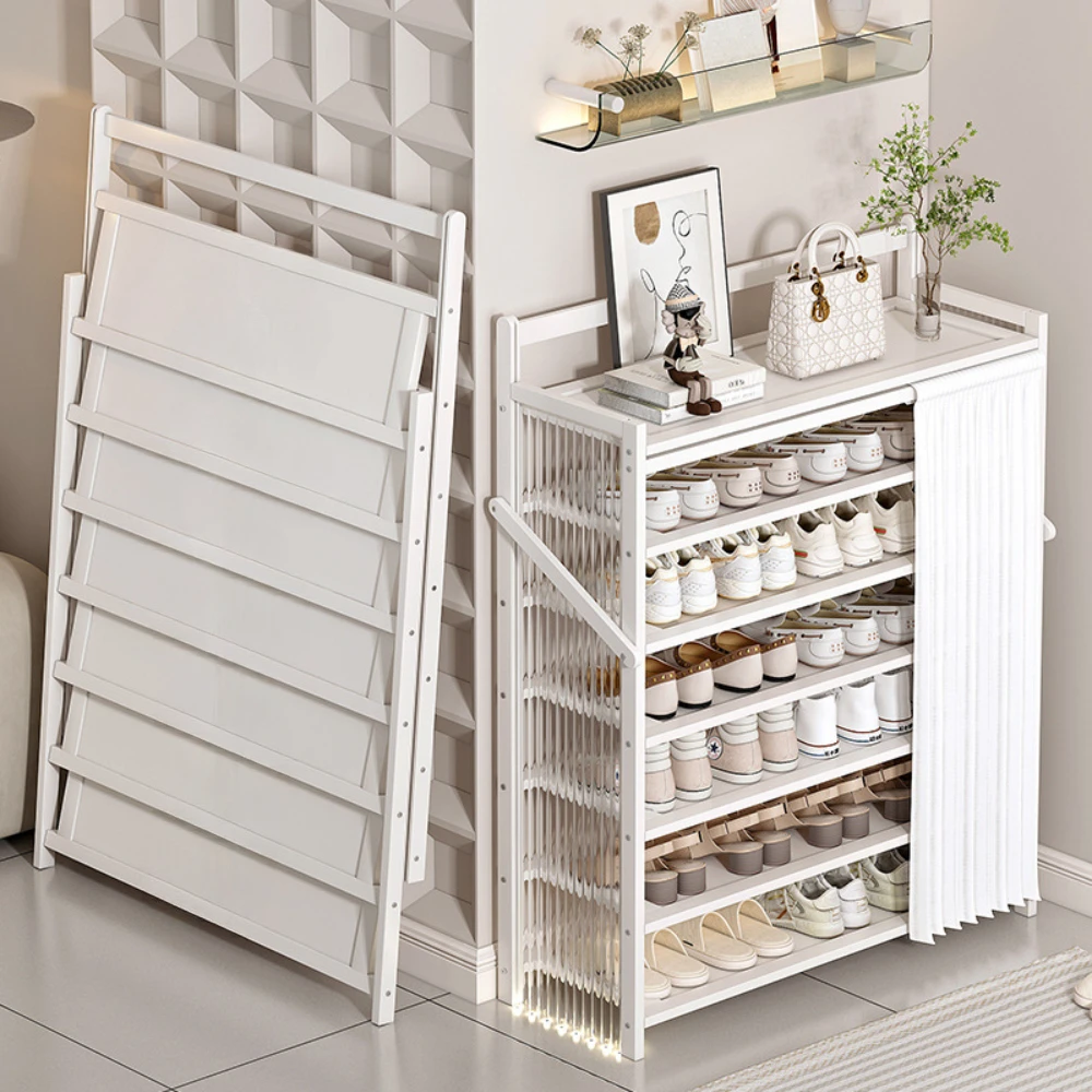 Multi-Layer Shoe Cabinet Large Capacity Dust Proof Shoes Storage Shelf Folding Phyllostachys Pubescens Shoe Racks Shoe Organizer