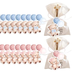 50pcs/lot Balloon Bear Stickers Cartoon Hanging Labels for Baby Shower Kids Birthday Party Supply DIY Gifts Packaging Decoration