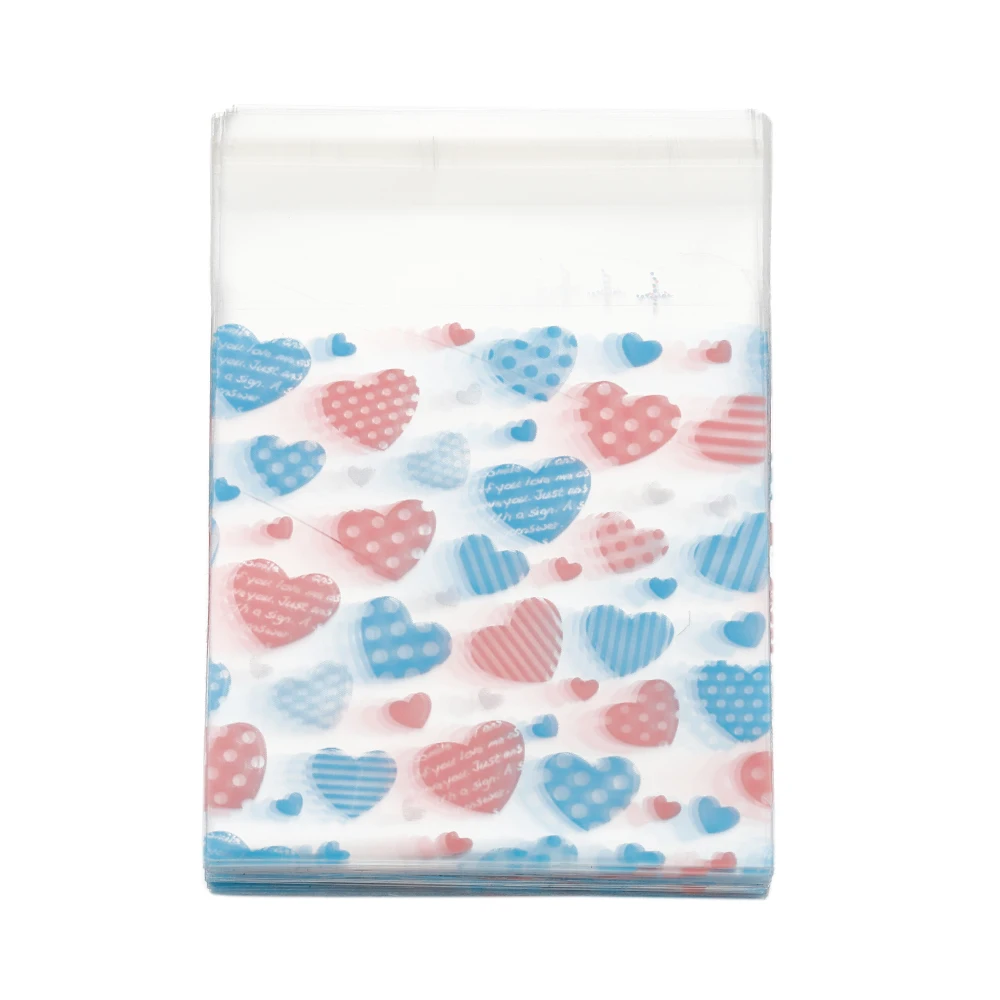 50 Stück Valentinstag-Liebes-Serie, transparente, selbstklebende Plastiktüten für DIY-Schmuckverpackungen, zur Präsentation und Verpackung von Backwaren und Keksen – Detail 10