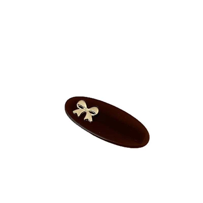 Korean Style Bang Clip High-Grade Caramel Graceful Bow Side Clip Cropped Hair Clip Side Clip Word Duckbill Clip Hairpin