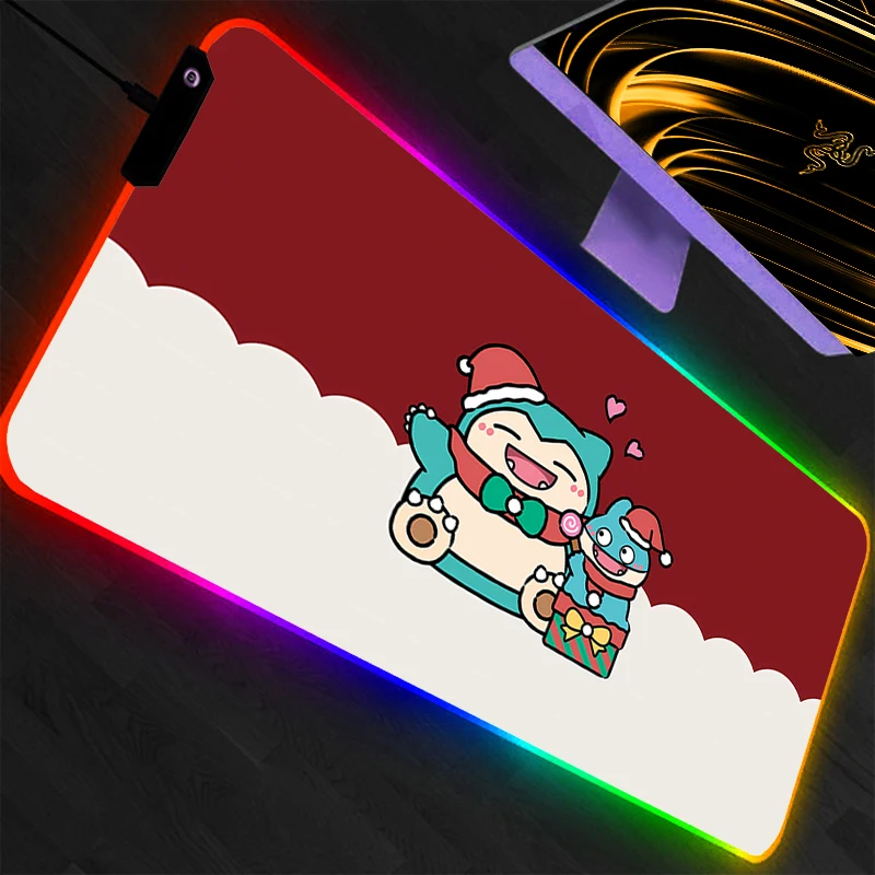 RGB Mouse Pad Pokemon Pikachu Lockedge Backlight Gaming Accessories Computer Gamer Keyboard LED Mouse Mat Desk Mousepad