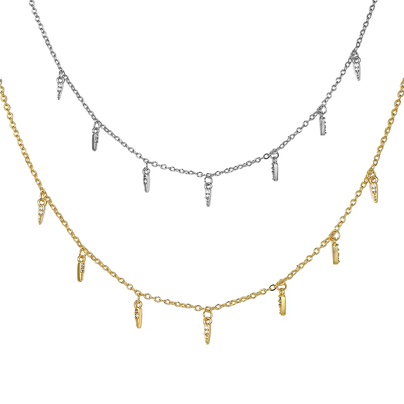 ENSHIR Inlaid Zircon Four-leaf Flower Chain Necklace for Women New Niche Light Luxury Fashion collares choker Accessories