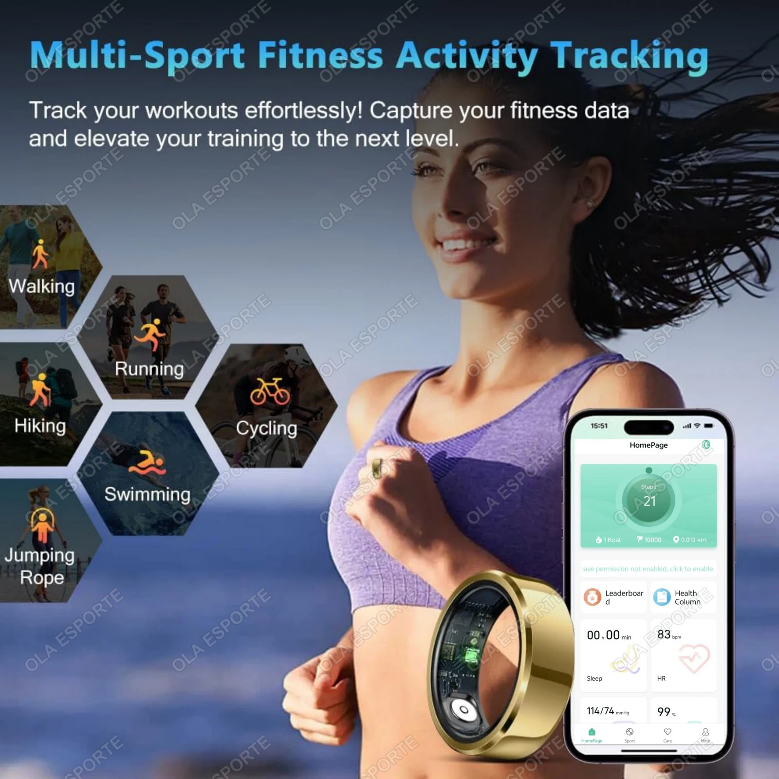 2025 New Smart Ring Heart Rate Blood Oxygen Sleep Monitor Rings GPS Motion Multi Sport Modes IP68 Waterproof Smartring Men Women