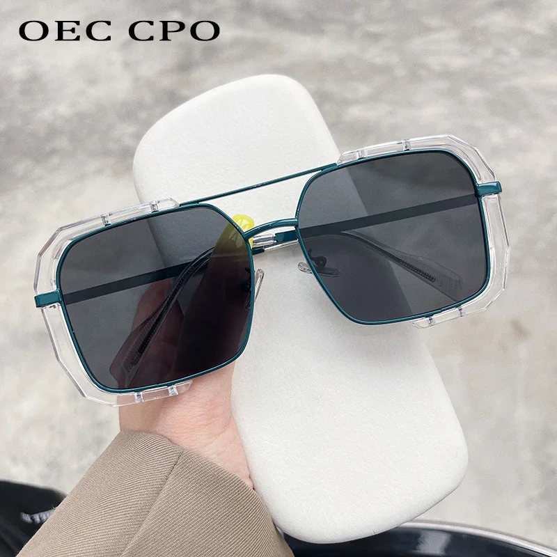 OEC CPO-Óculos Quadrados Coloridos para Homens e Mulheres, Óculos Retro Punk, Shades, UV400, Óculos de Festa, Tendência Popular, Brand Designer