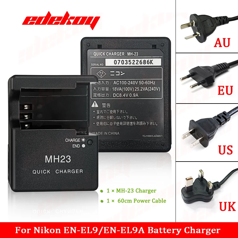 Ładowarka MH-23 MH23 do aparatu Nikon EN-EL9 ENEL9A D40 D40X D60 D5000 D3000 D8000 — zdjęcie produktu 6