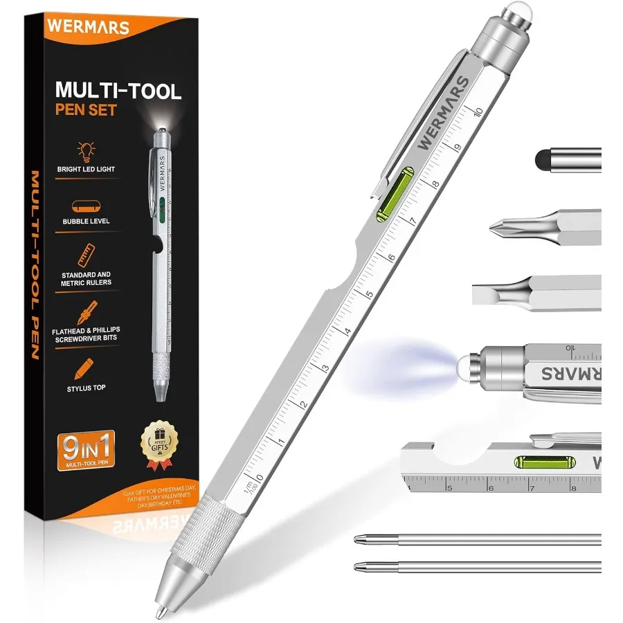 مواد تخزين للبالغين - قلم متعدد المهام عملي 9 في 1 للرجال هدية مثالية لعيد الميلاد للأب والزوج أو الجد #2