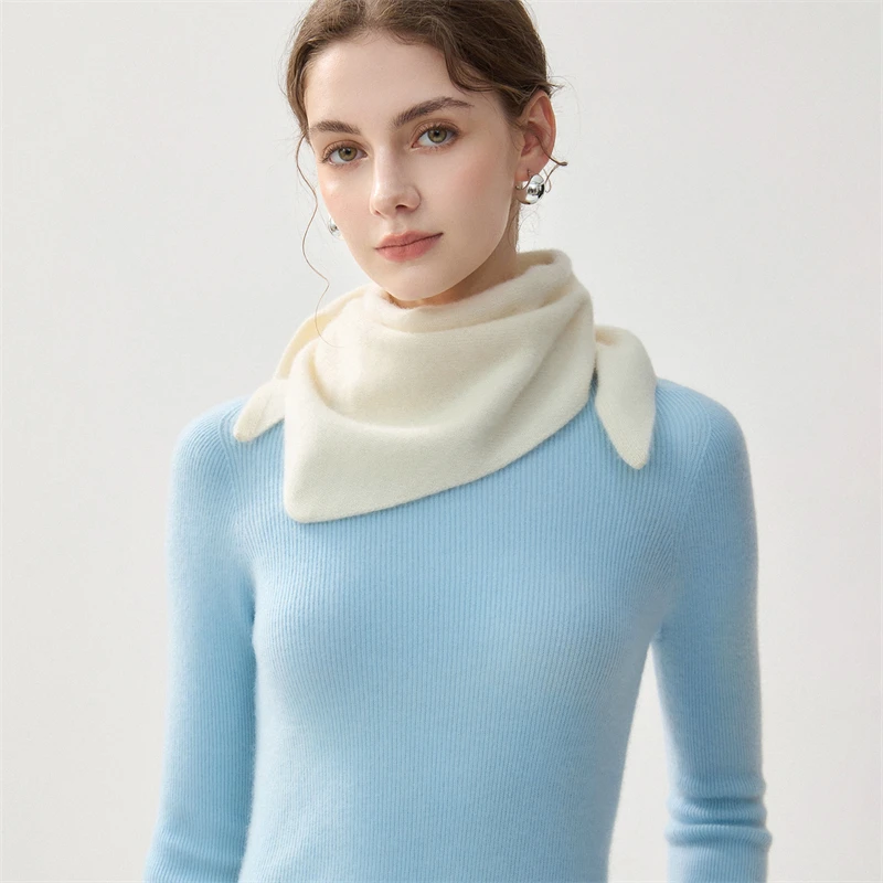 CHICUU Women 100% Cashmere Triangle Scarf Soft Tinny Cashmere Scarf Autumn Winter Warm High Quality Triangular Scarf