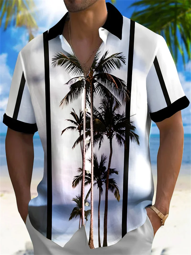 New Hawaiian men's marine animal tentacle pattern shirt 3D printed short sleeved top casual summer men's shirt