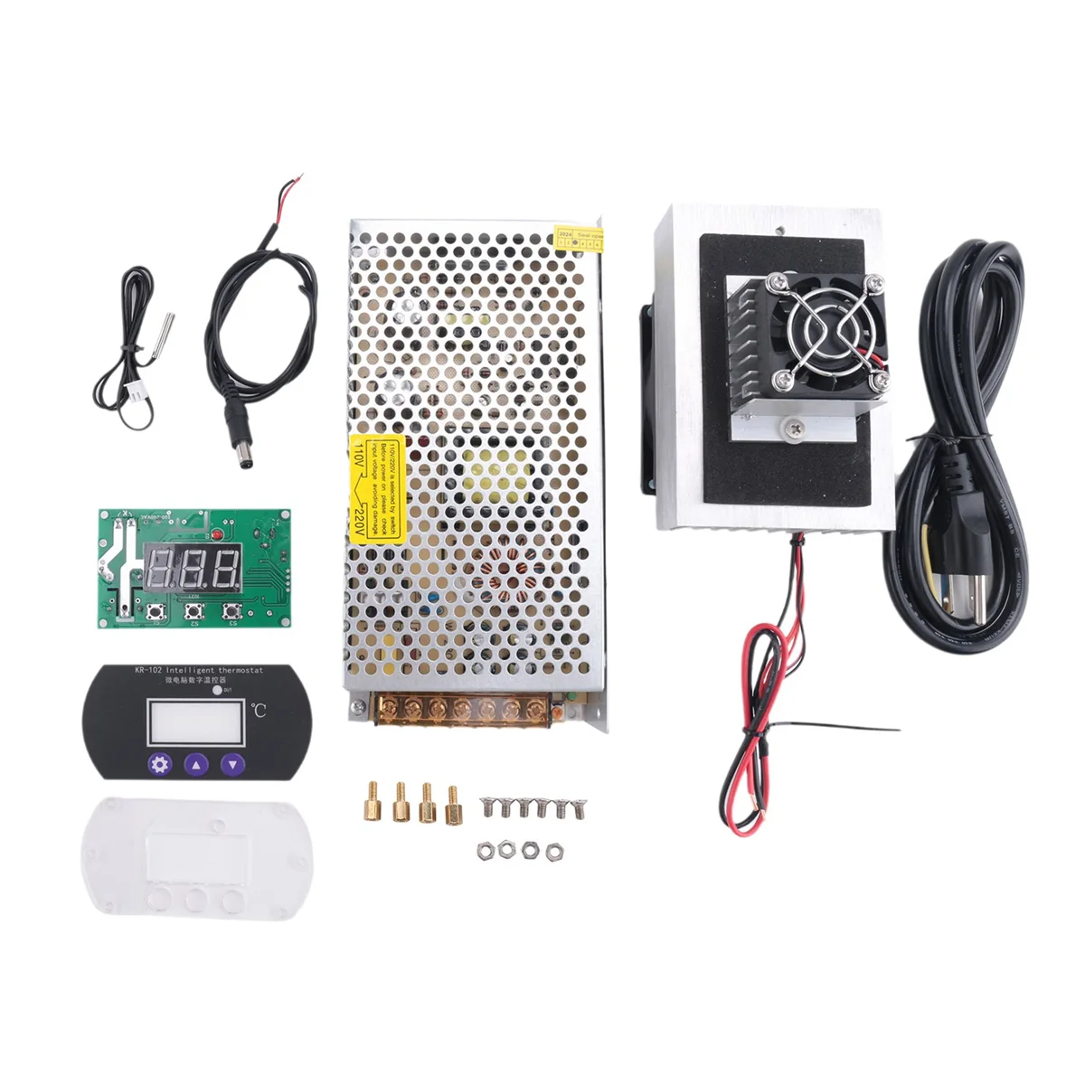 DIY Peltier Cooler Kit 12V Semiconductor Cooler Peltier Cooling System, Heatsink Module Kit+Thermostat Set, US Plug