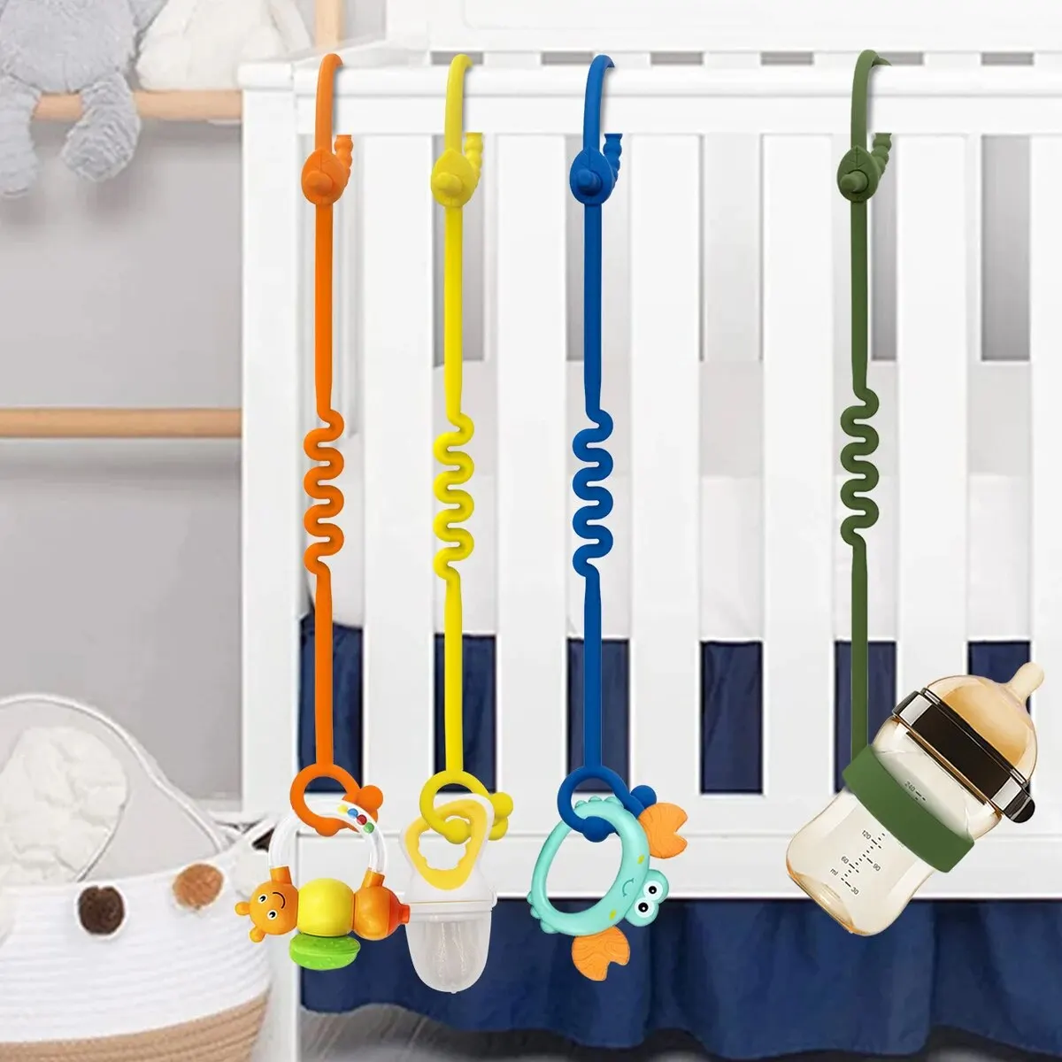 Adjustable Silicone Baby Toy Safety Sling Multi-color Silicone Pacifier Chain Fall Prevention Baby Toy Sling