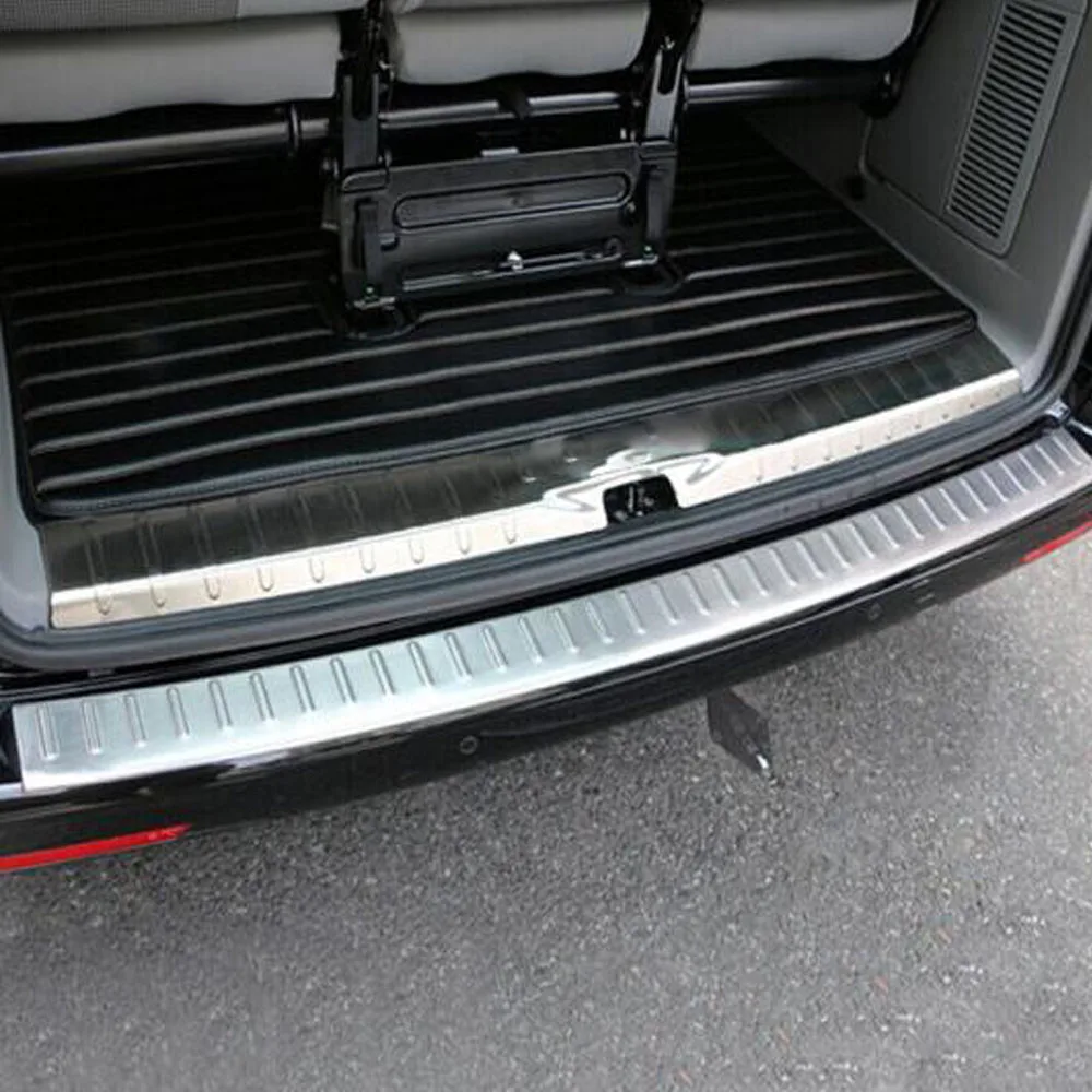 Car Stainless Steel Inner Outside Rear Bumper Trunk Trim Plate Pedal For VW Transporter (T6) Caravelle 2016 2017 2018 2019 2020