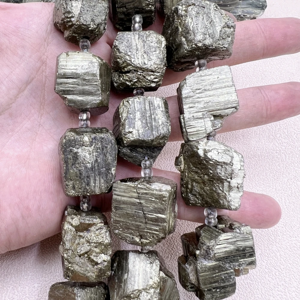 18-25MM Large Rough Irregular Iron Pyrite Stone Cube Nugget Beads For DIY Jewelry Making MY230730