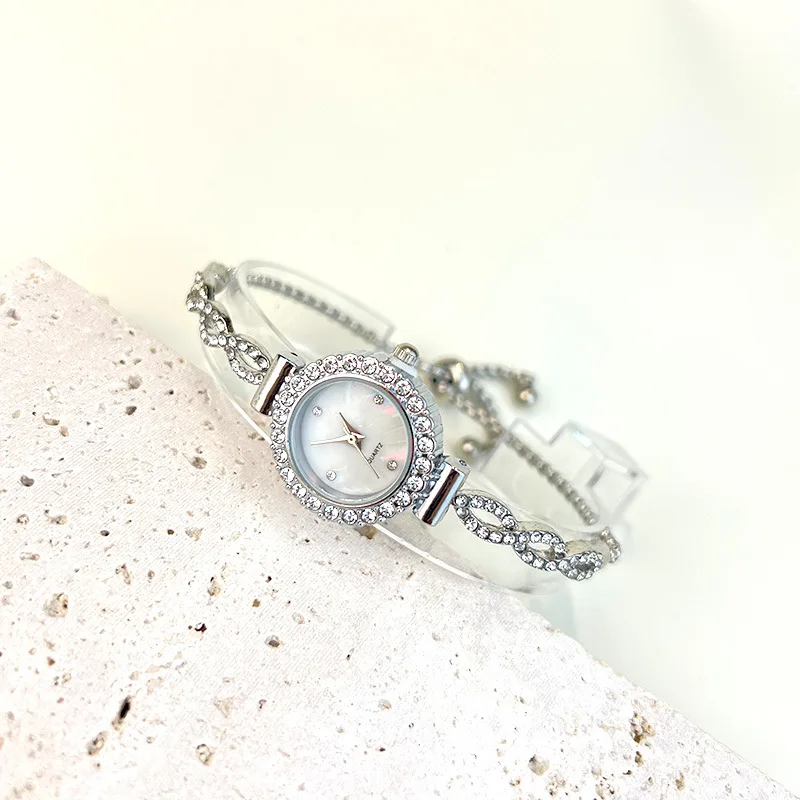 ساعة نسائية كوارتز بسيطة بمينا صغير وسوار ساعة نسائية على مدار الساعة #6