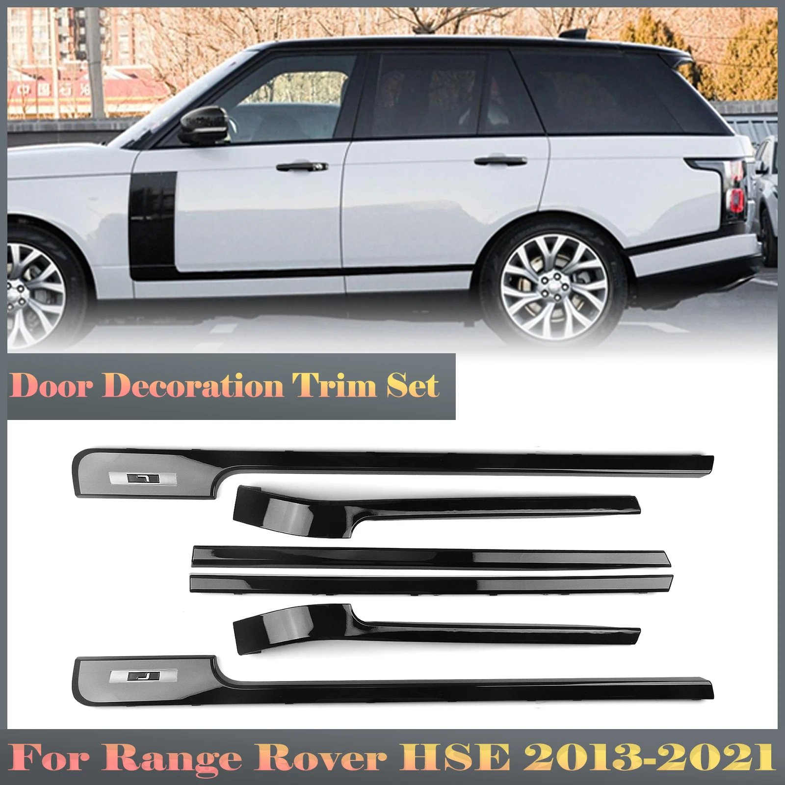 

For Land Rover Range Rover HSE L405 LWB 2013-2021 Black Car Exterior Door Side Body Molding Moulding Strips With Decorative Trim