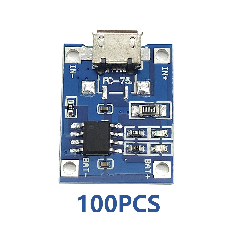 Зарядная плата Mini/ Type-c / Micro USB 5V 1A 100 TP4056 18650, модуль зарядного устройства литиевой батареи шт.
