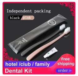 Free Shipping Hotel Club Family Guest Travel Toothbrush and Toothpaste sets Disposable Dental Kits