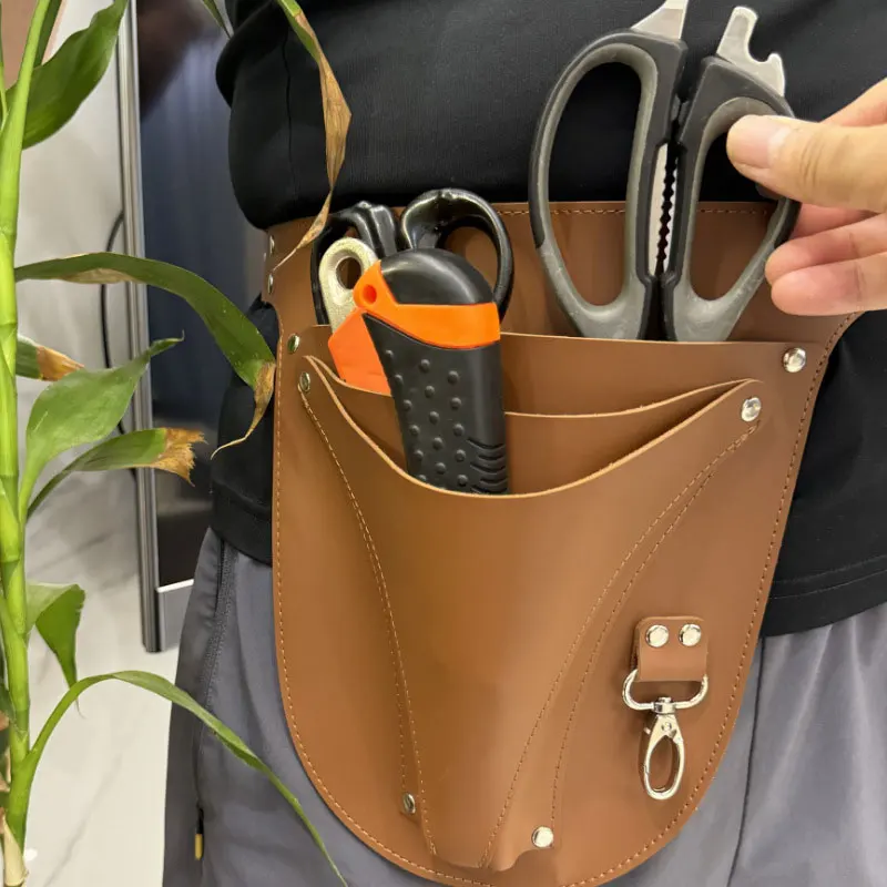 

Leather Florist Tool Belt Bag for Gardening Farmer Tool Holsters Small Carpenter Electrician Bag Seams Pocket