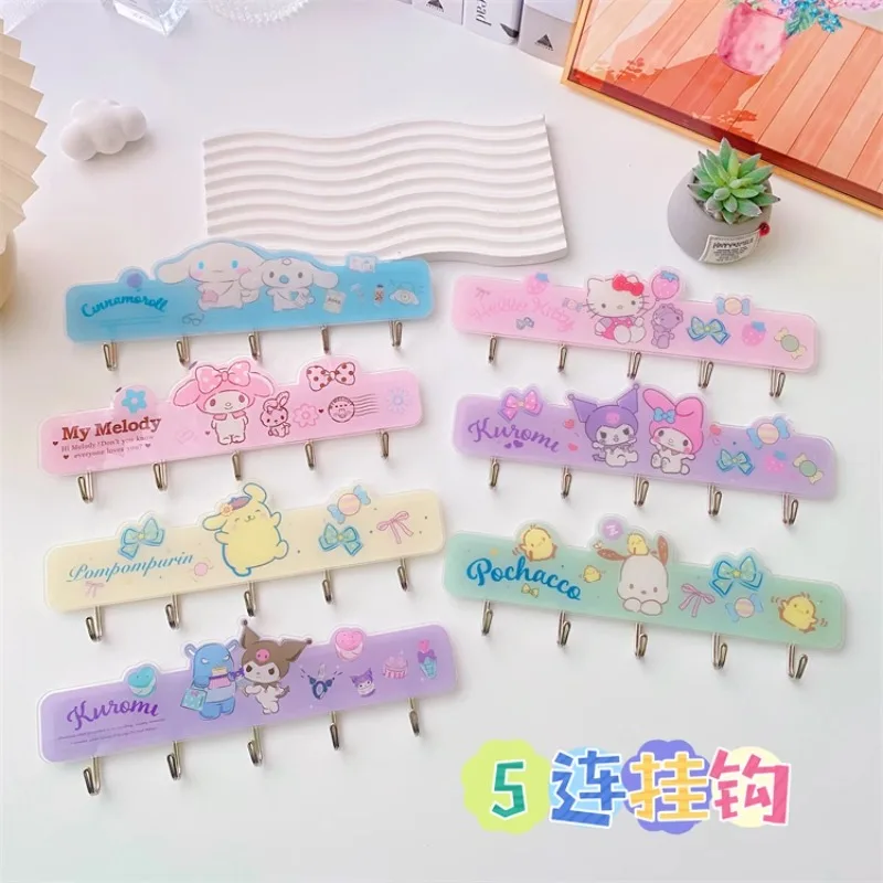 Sanrio Hellokittys Cinnamoroll Kuromi cartoon anime cute student dormitory wall punch-free strong adhesive hook multi-head hook