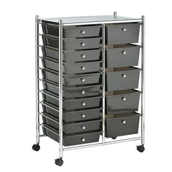 Drawer Rolling Storage Cart  Mobile Utility Organizer with Lockable Wheels and Drawers for Home Office and Multipurpose Use