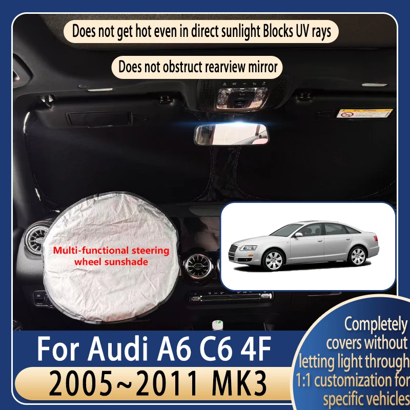 

Steering wheel Car Sun Visor For Audi A6 4F 2005~2011 10 Summer Cooling Auto Accessories Front Windshield Sunshade Heat Insulati