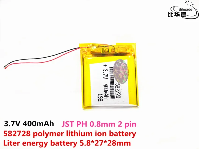 3.7V,400mAH,582728 602530 polymer lithium ion /Li-Po Rechargeable battery for SMART WATCH,GPS,cell phone,DVD,BLUETOOTH SPEAKER