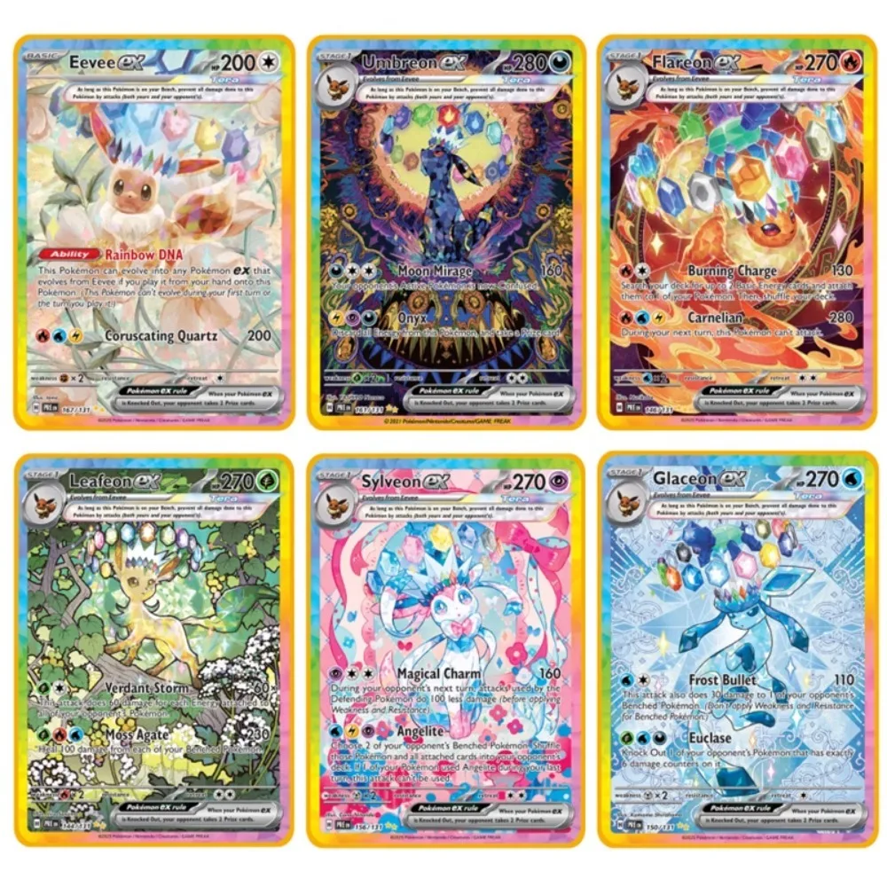 DIY Pokemon Metal Card PRE Sylveon Umbreon Leafeon EX Charizard Anime Peripheral Game Collection Card Holiday Gift